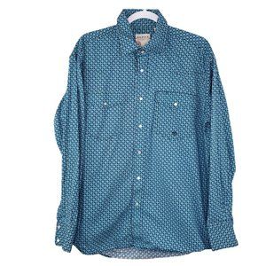 Mens Roper Western Pearl Snap Buttons Shirt Blue Unsized M Rodeo Pattern Pockets